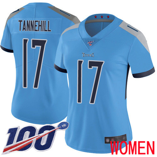 Tennessee Titans Limited Light Blue Women Ryan Tannehill Alternate Jersey NFL Football #17 100th Season Vapor Untouchable->tennessee titans->NFL Jersey